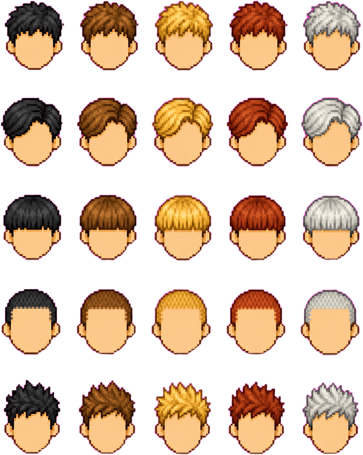 Pixel Hair Sheet 01 Short Styles