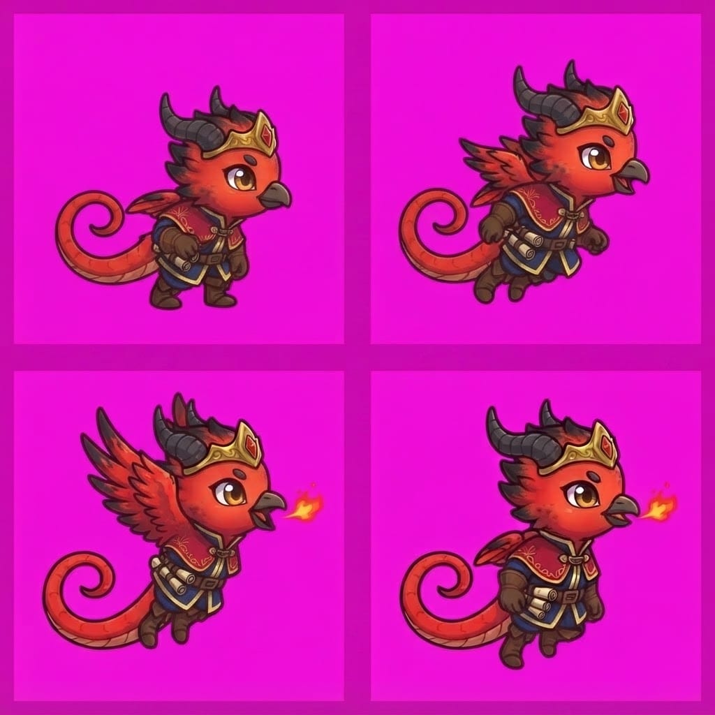 Image: STRICT game sprite animation atlas: EXACTLY 2 rows