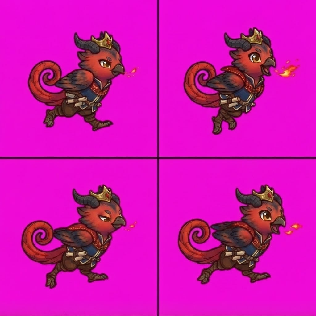 Image: STRICT game sprite animation atlas: EXACTLY 2 rows