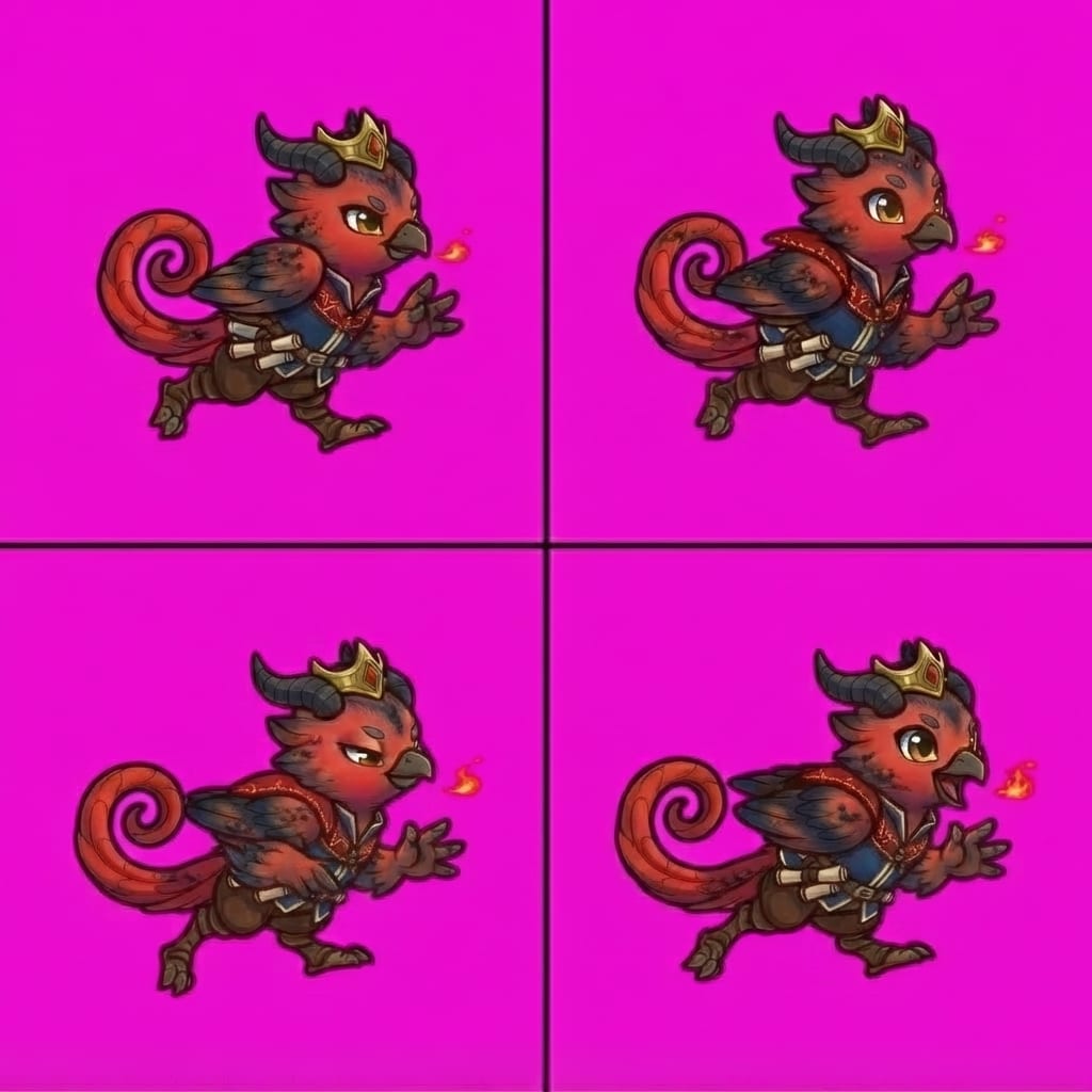 Image: STRICT game sprite animation atlas: EXACTLY 2 rows