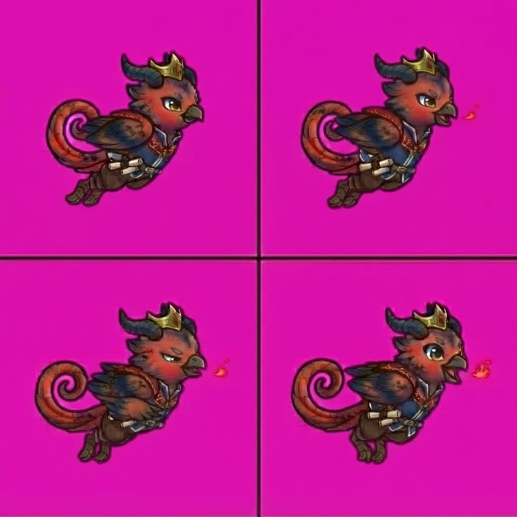 Image: STRICT game sprite animation atlas: EXACTLY 2 rows