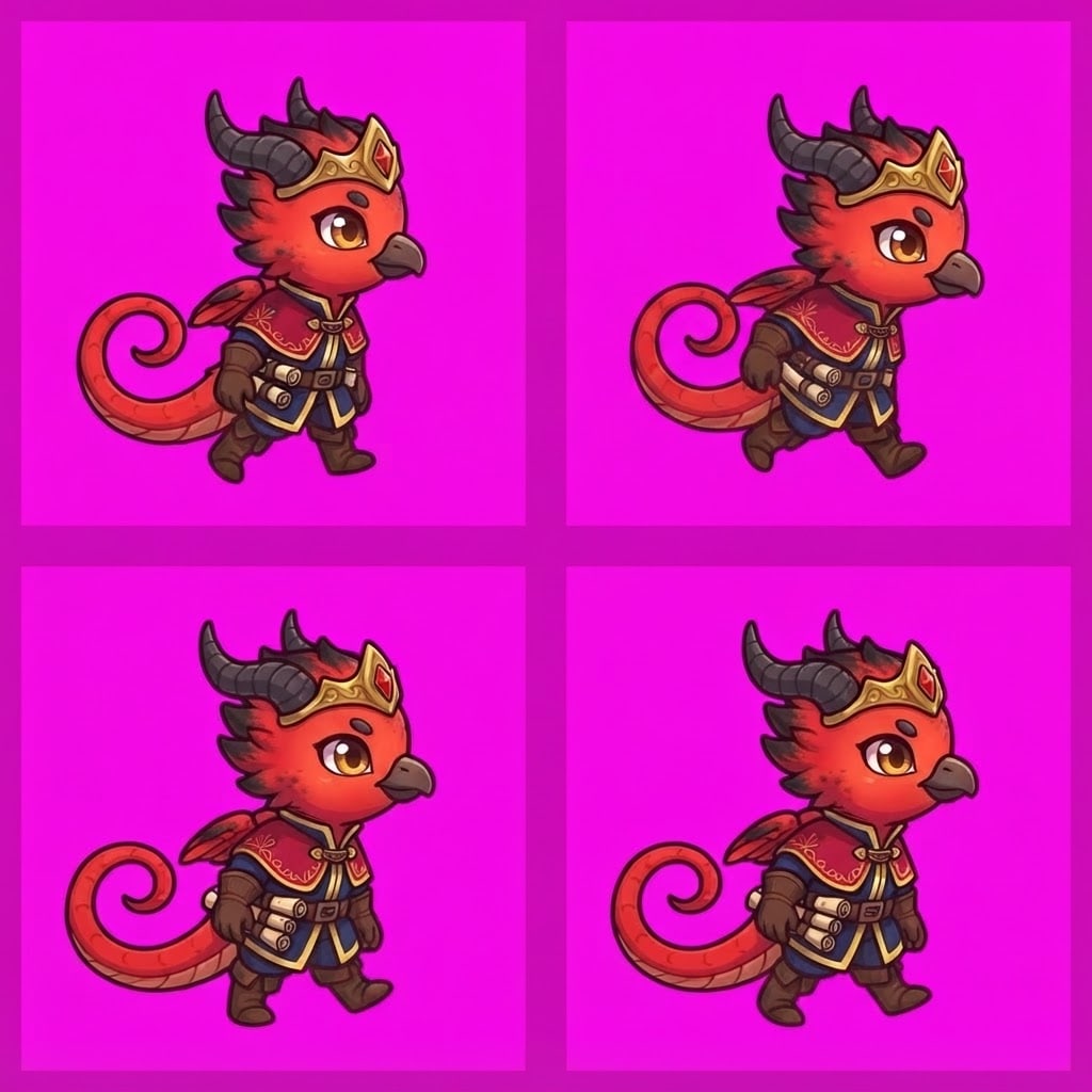 Image: STRICT game sprite animation atlas: EXACTLY 2 rows