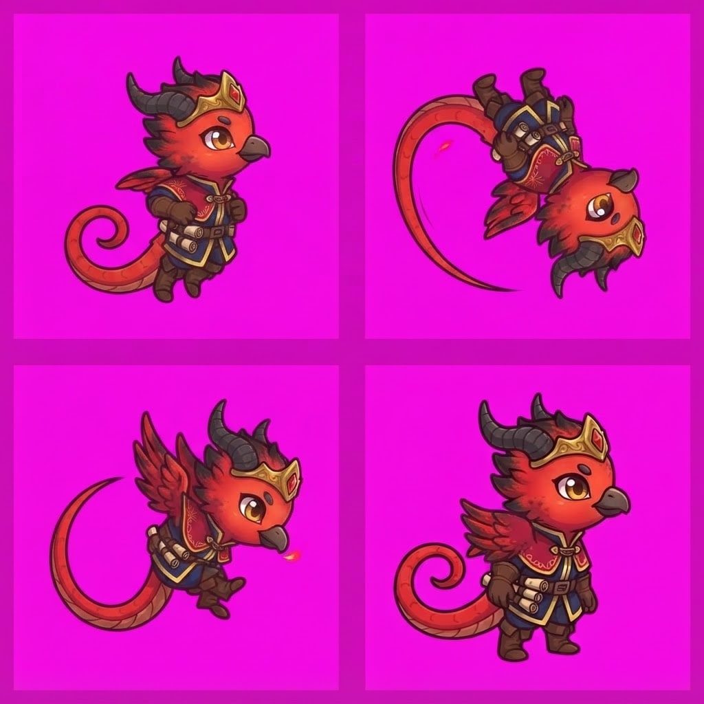 Image: STRICT game sprite animation atlas: EXACTLY 2 rows