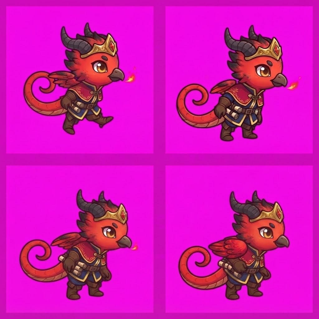 Image: STRICT game sprite animation atlas: EXACTLY 2 rows