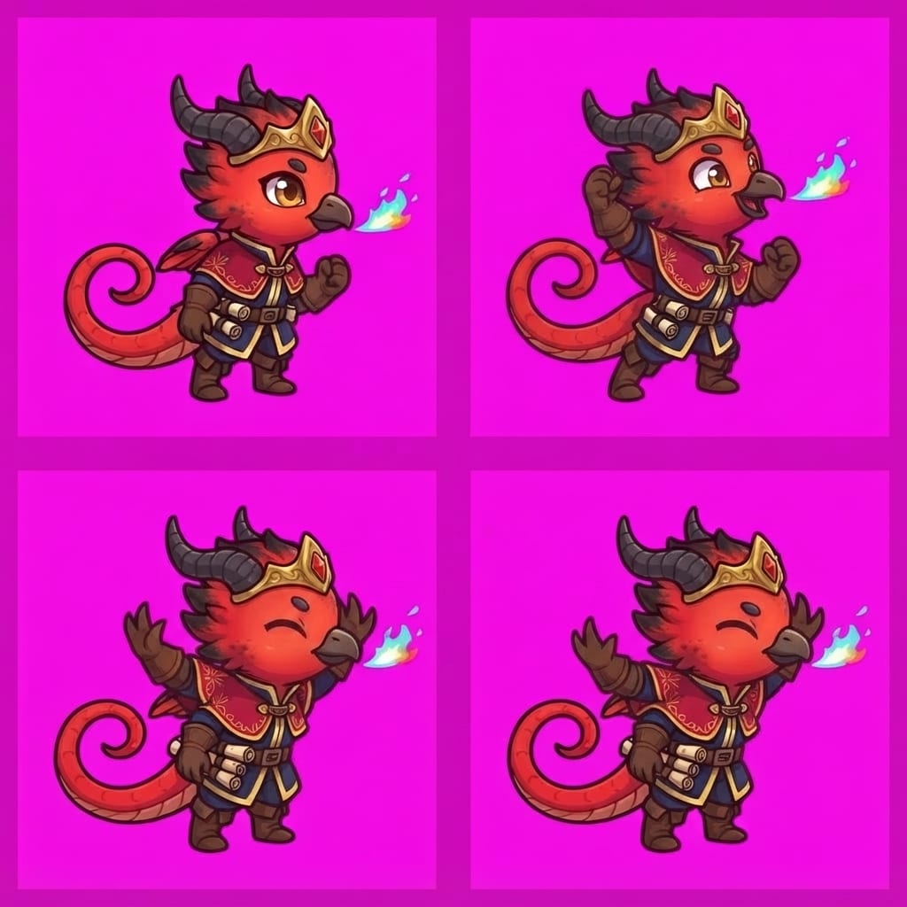 Image: STRICT game sprite animation atlas: EXACTLY 2 rows
