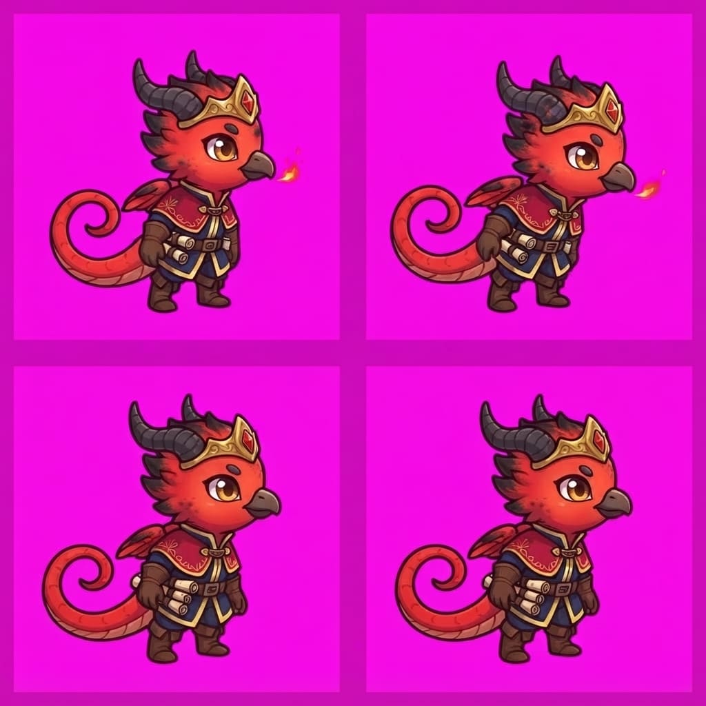 Image: STRICT game sprite animation atlas: EXACTLY 2 rows