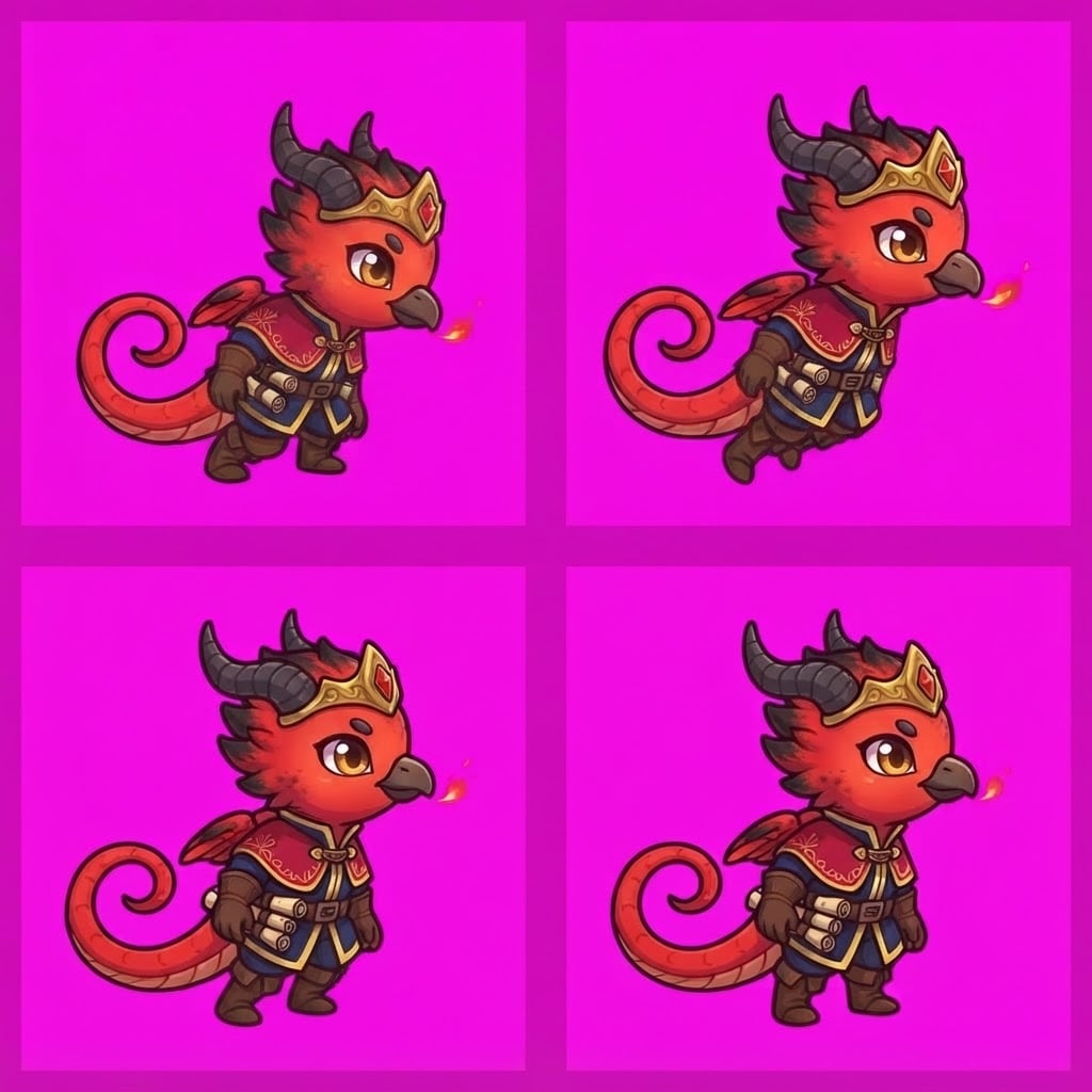 Image: STRICT game sprite animation atlas: EXACTLY 2 rows