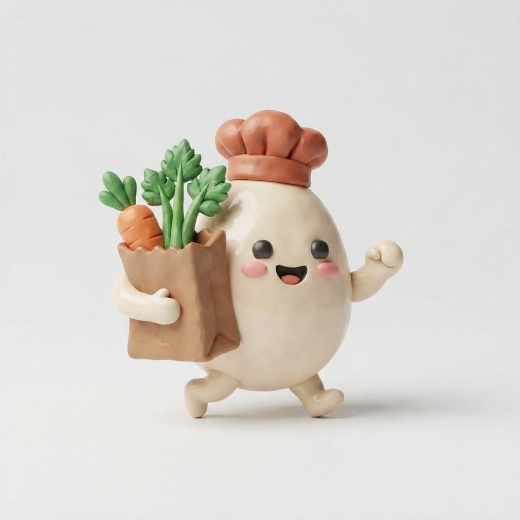 Image: Re-render this exact character as a 3D clay plasti