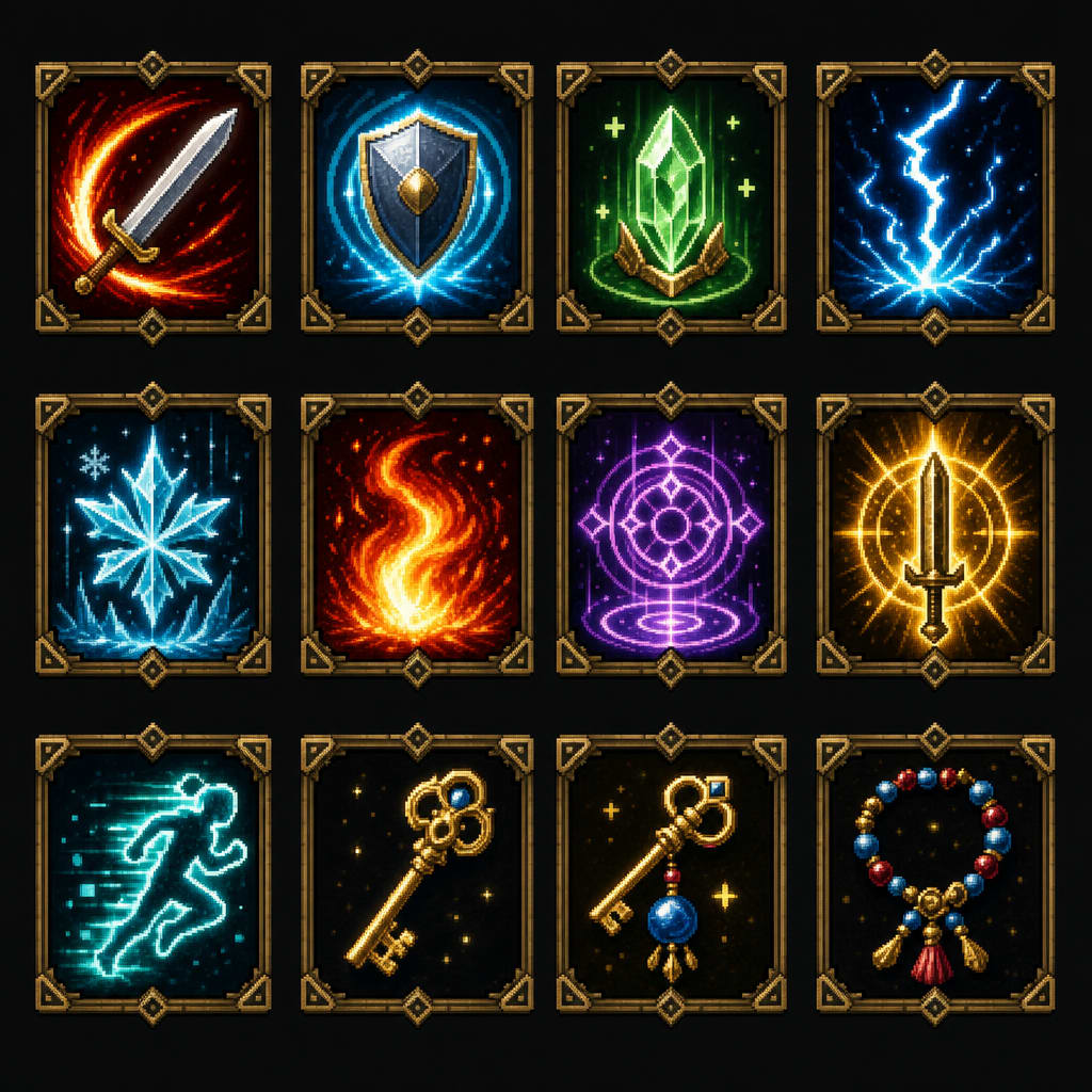 Dungeon RPG Combat and Item Icon Sheet
