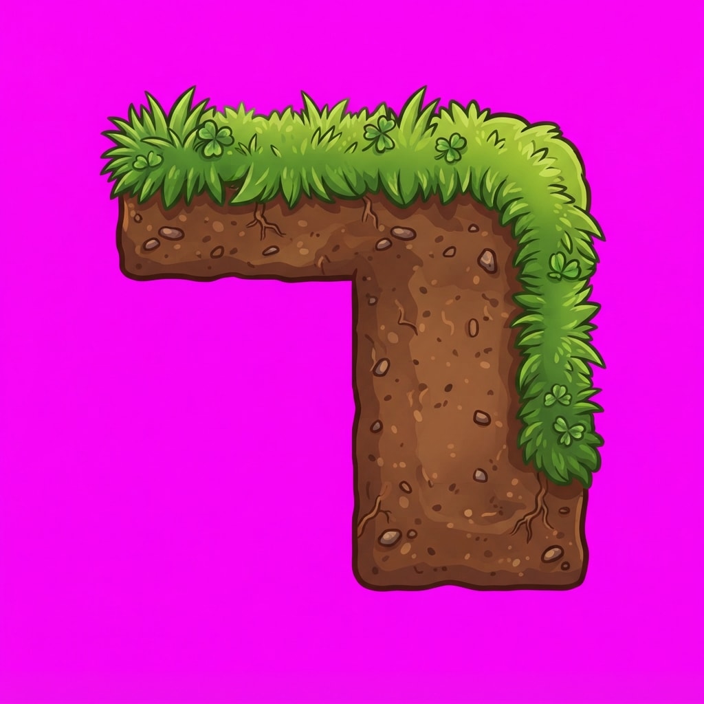 Image: Game tileset cell TOP-RIGHT CORNER for 2D side-vie