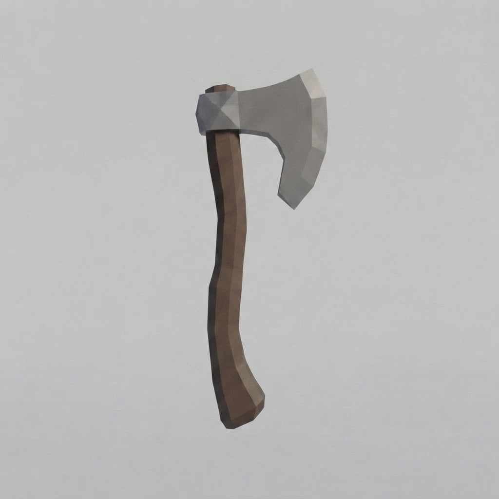 Image: Isolated game weapon asset: a low-poly hand throwi