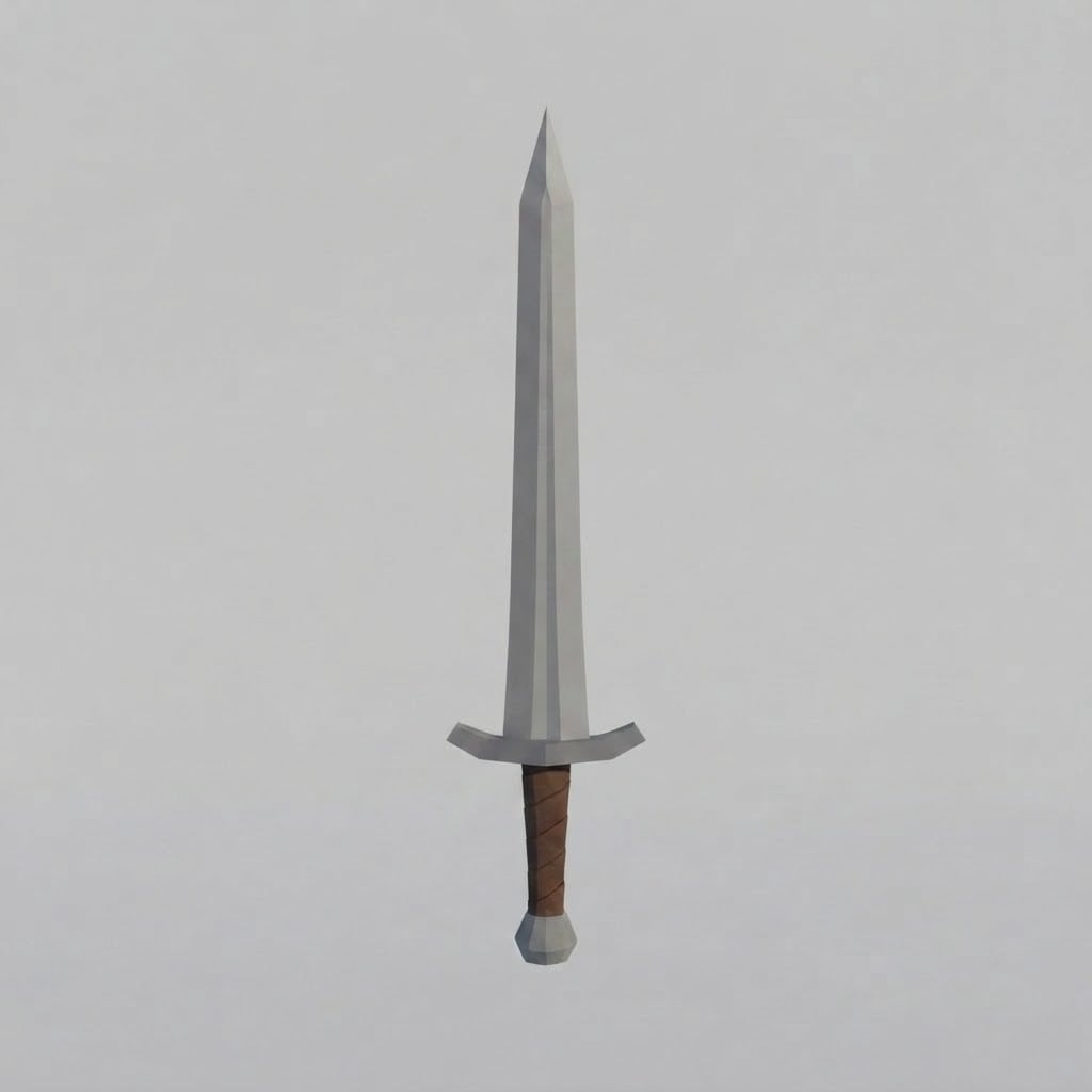 Image: Isolated game weapon asset: a low-poly steel longs