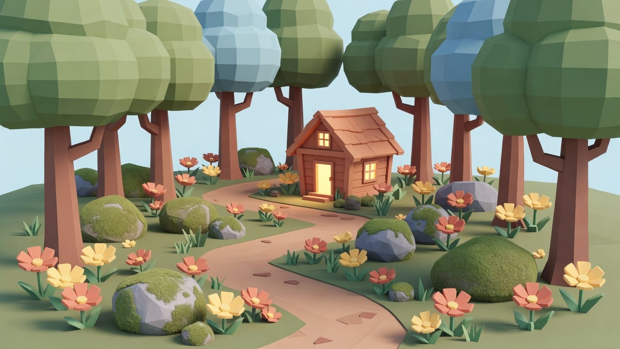Cozy Low-Poly Forest Clearing