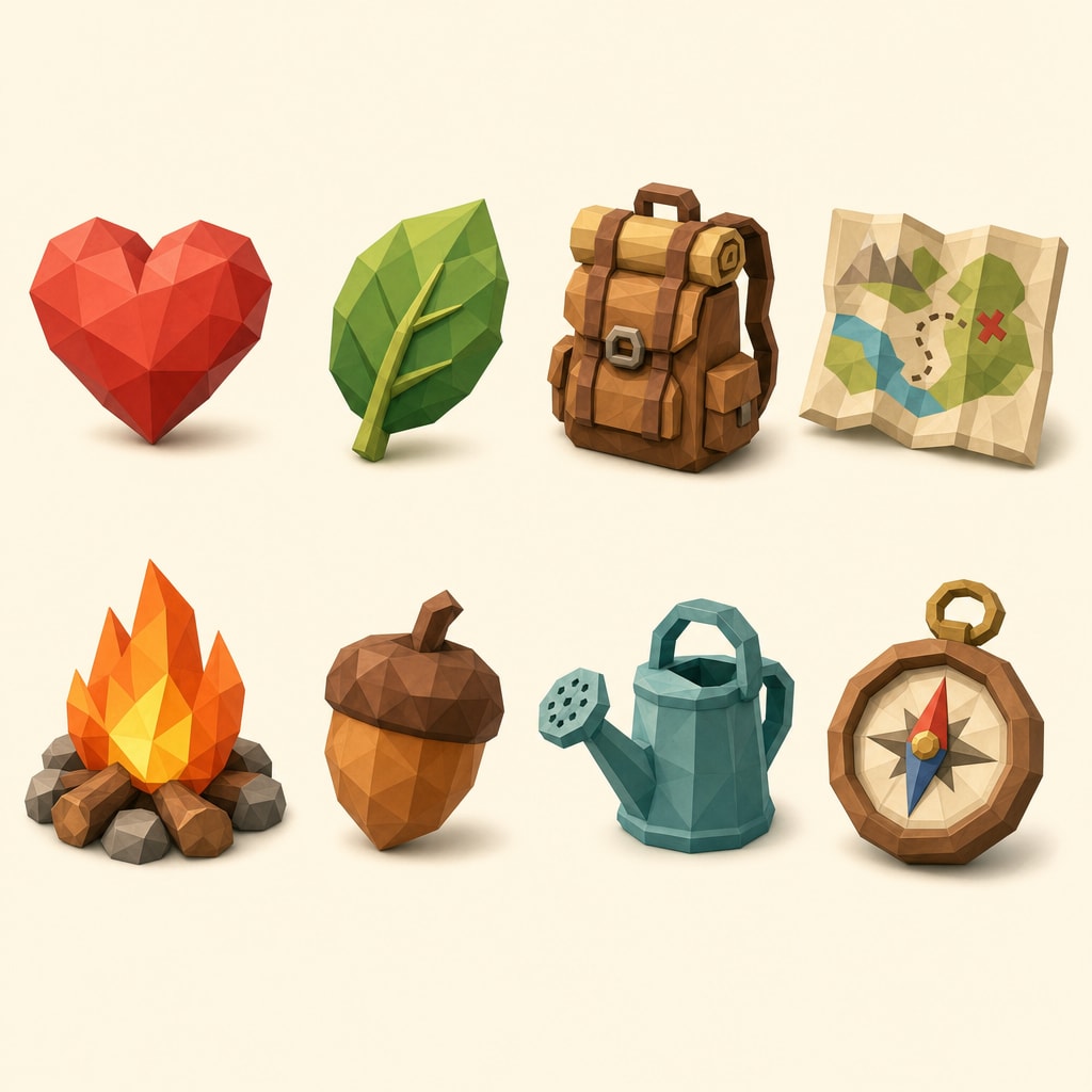 Cozy Low-Poly UI Icon Set