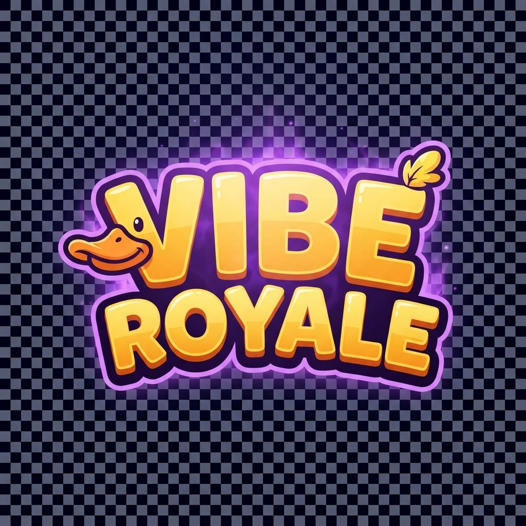 Image: Video game logo wordmark: "VIBE ROYALE" in two sta