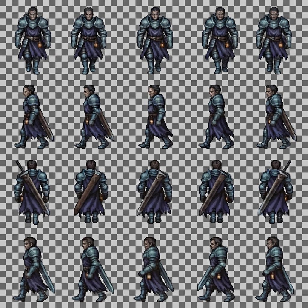 Image: Redraw this exact pixel-art walking sprite sheet.