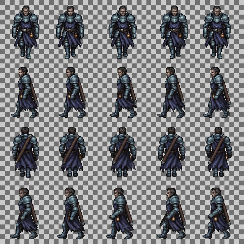 Image: Redraw this exact pixel-art walking sprite sheet.