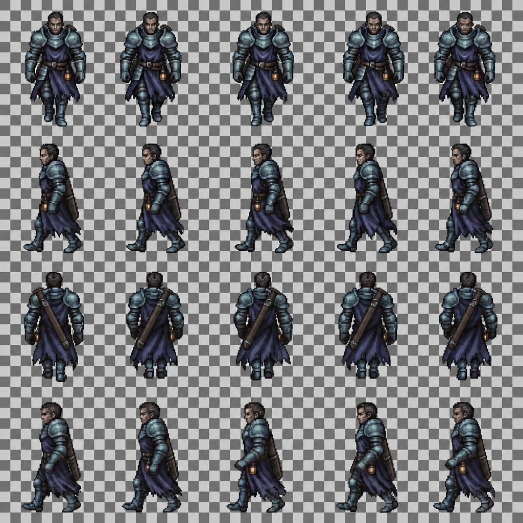 Image: Redraw this exact pixel-art walking sprite sheet.