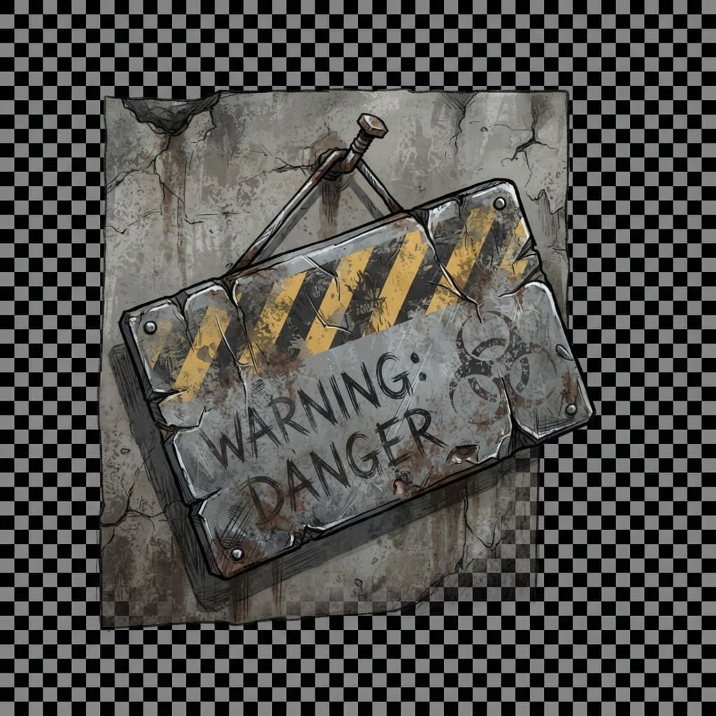 Broken Warning Sign - Dystopian Accent