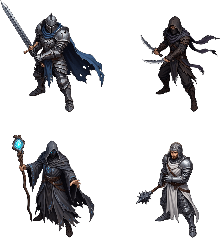 Hero Party Isometric Sprite Sheet