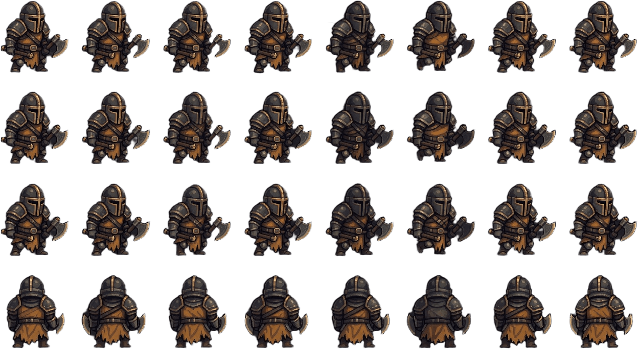 Amber Crypt Warden Dash 7-Frame Sheet