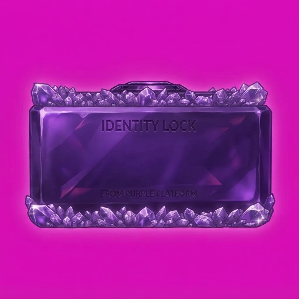 Image: IDENTITY LOCK from PURPLE TOP. ONE square SIDE-VIE