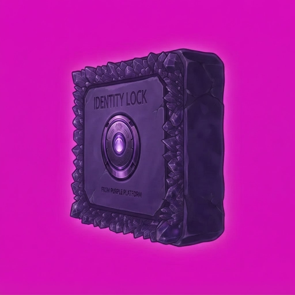 Image: IDENTITY LOCK from PURPLE TOP. ONE square SIDE-VIE