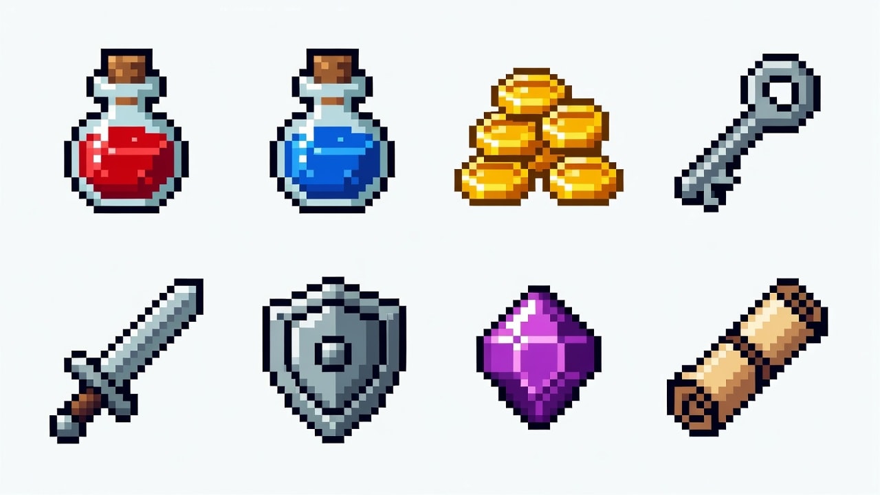 Dungeon Items Pixel-Art Sheet Revision