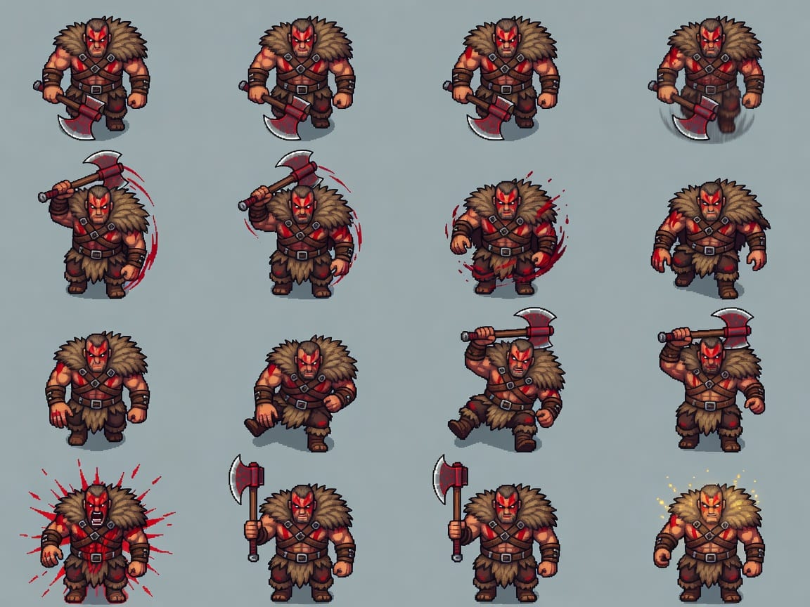 Berserker Top-Down Player Sprite Sheet