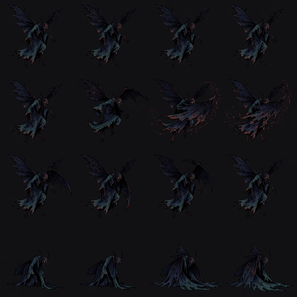 Cindermoth Husk Enemy Spritesheet