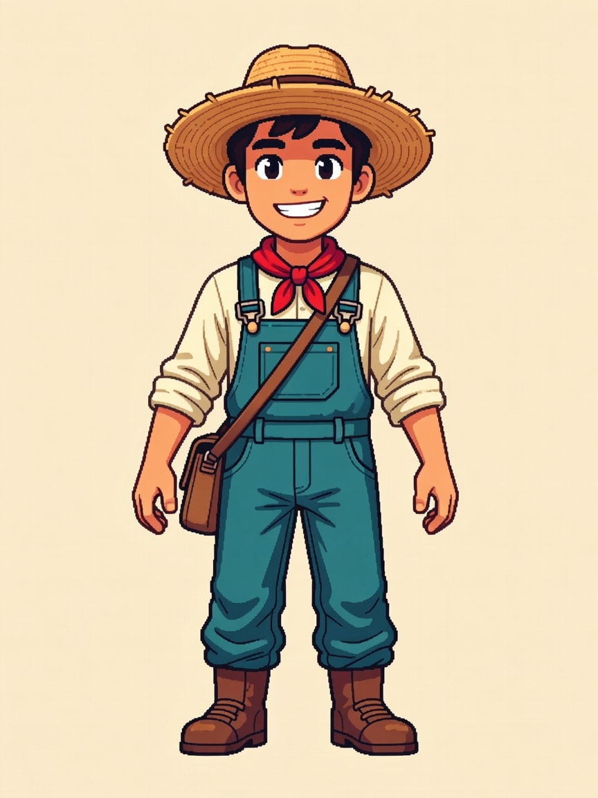 Teal Scarf Farmer Hero Reference