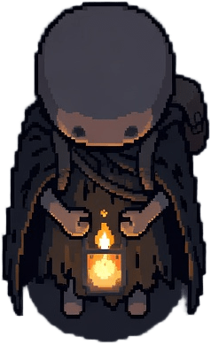 Player Character with Candle Pixel Sprite