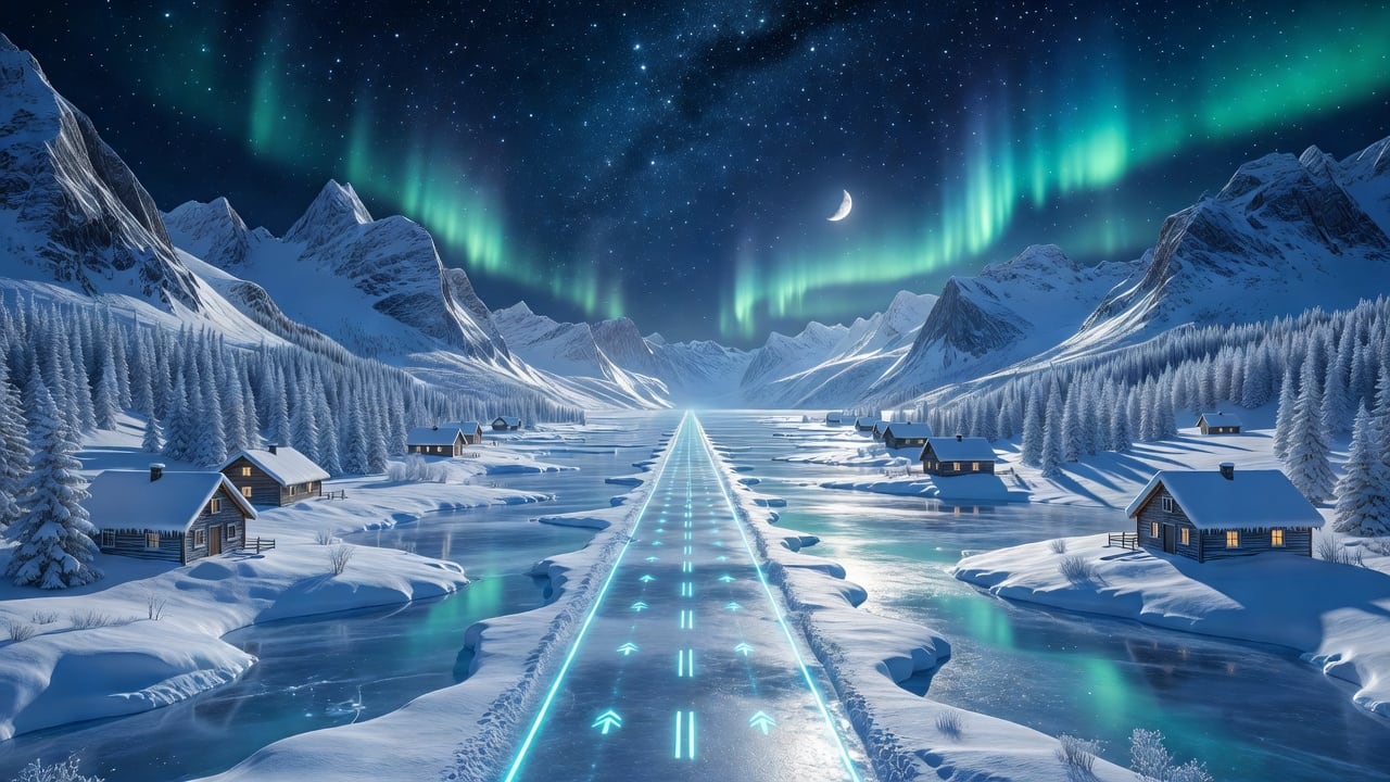 Moonlit Aurora Frozen Fjord Runner