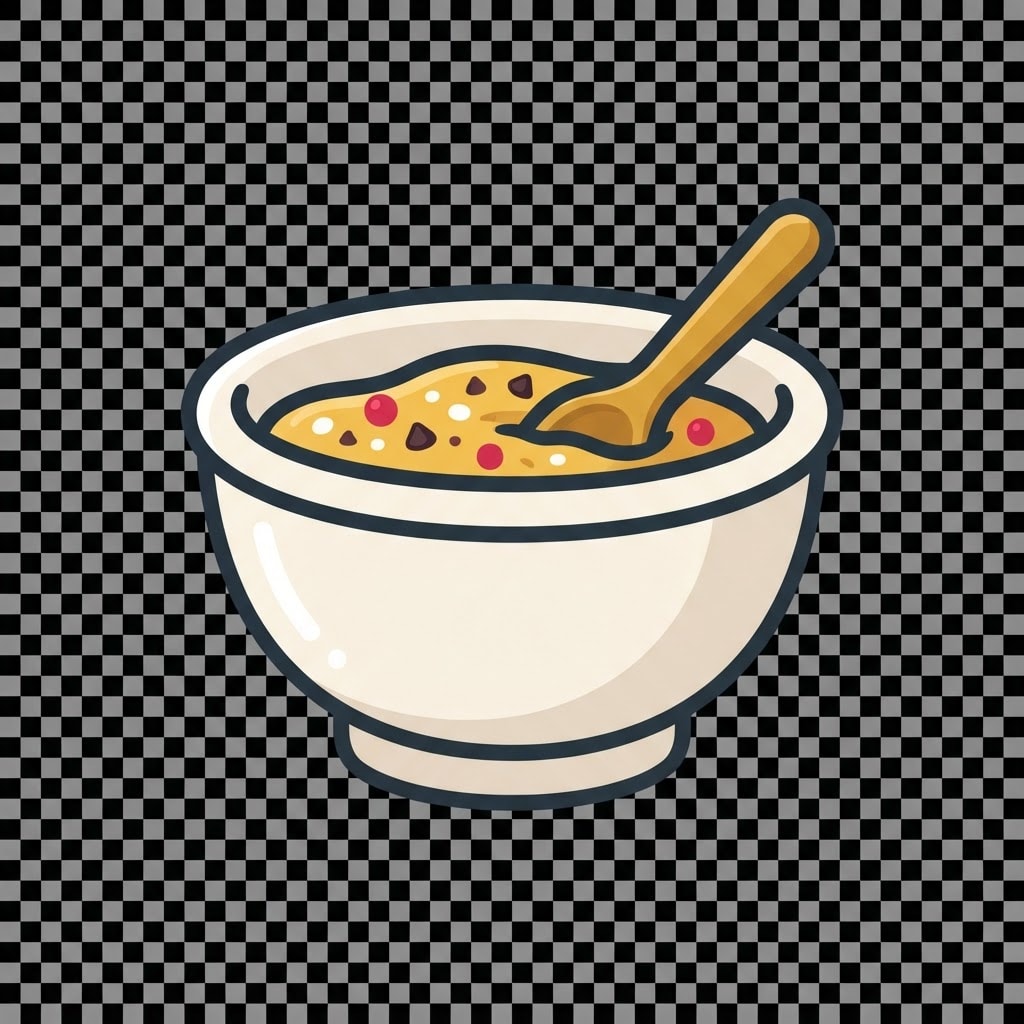 Image: A single mixing bowl with a wooden spoon, baking i