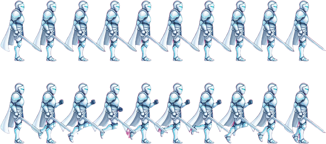 White Knight Idle and Run Sprite Sheet