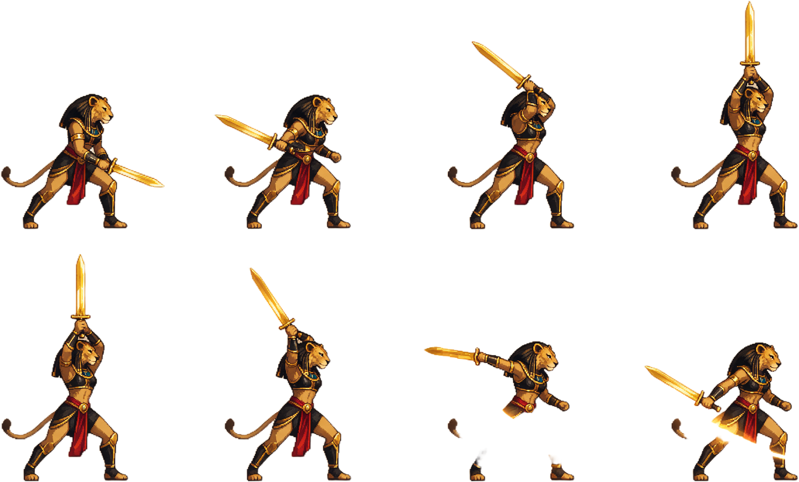 Sekhmet Overhead Sword Swing Attack Spritesheet