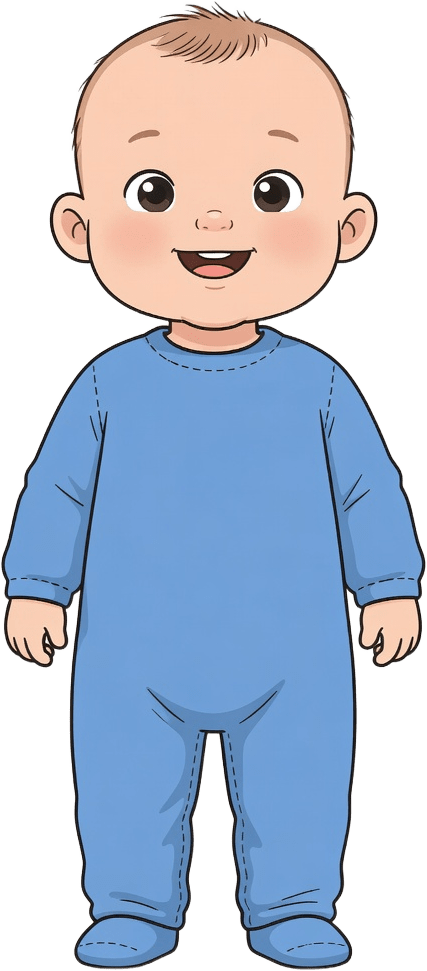Cute Smiling Baby in Blue Pajamas