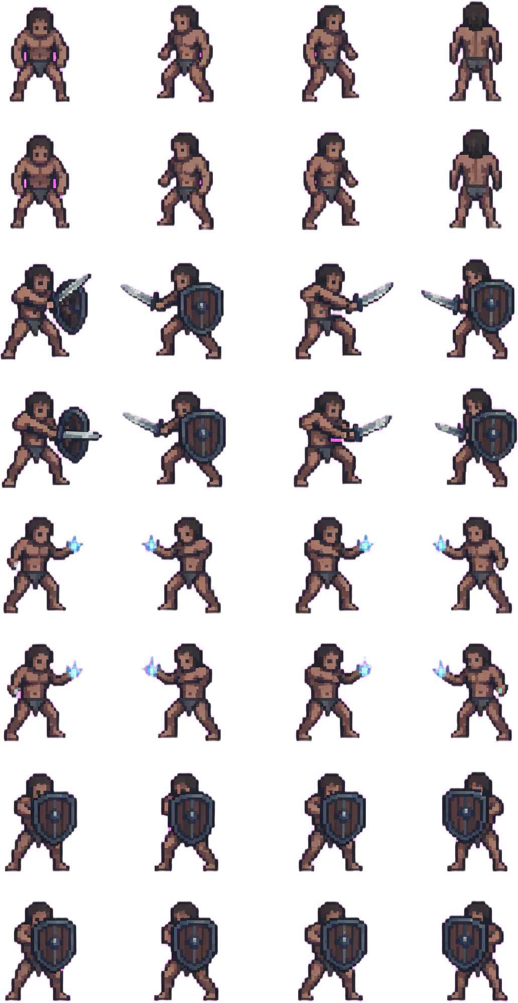 Dark Fantasy 4x8 Pixel Spritesheet 24px