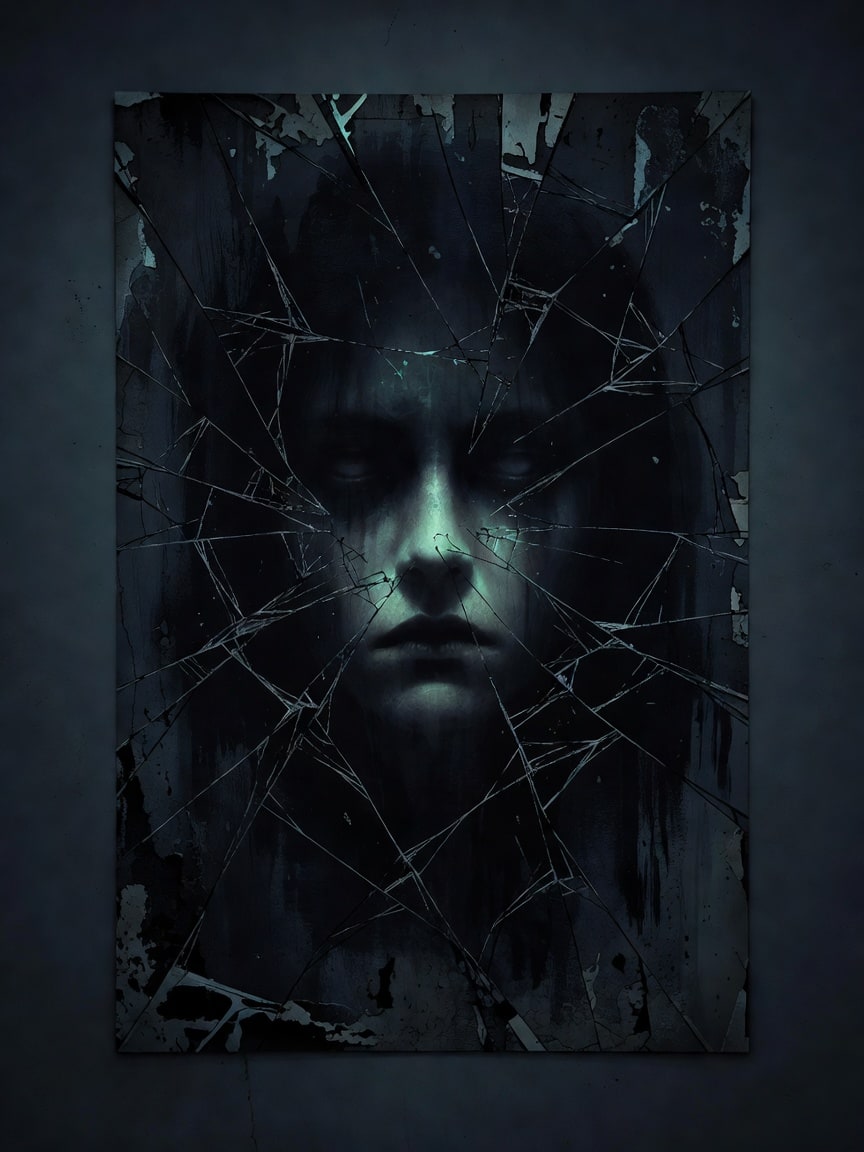 Horror Wall Art - Cracked Portrait Apparition