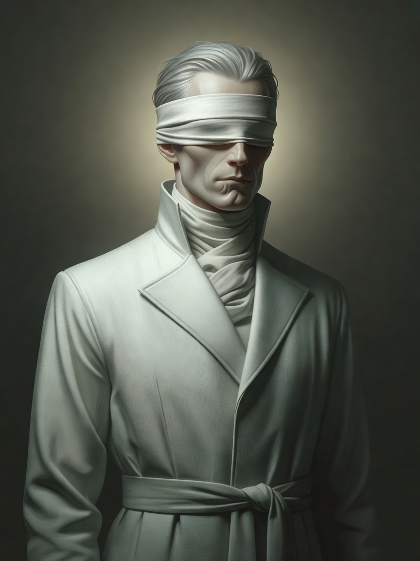 Blindfolded Pale-Haired Villain Portrait