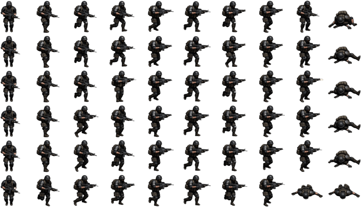 True Top-Down Twin-Stick Soldier Sprite Sheet