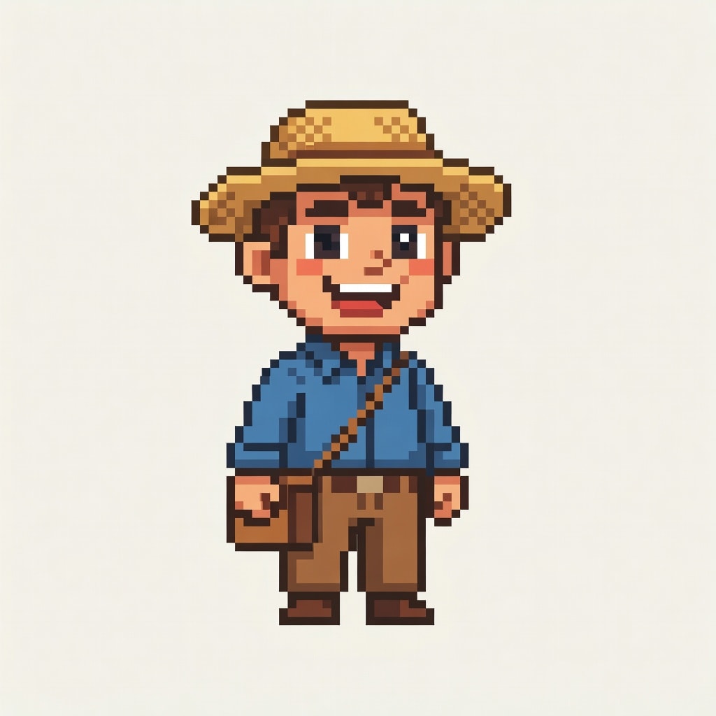 Pixel Village Farmer Character