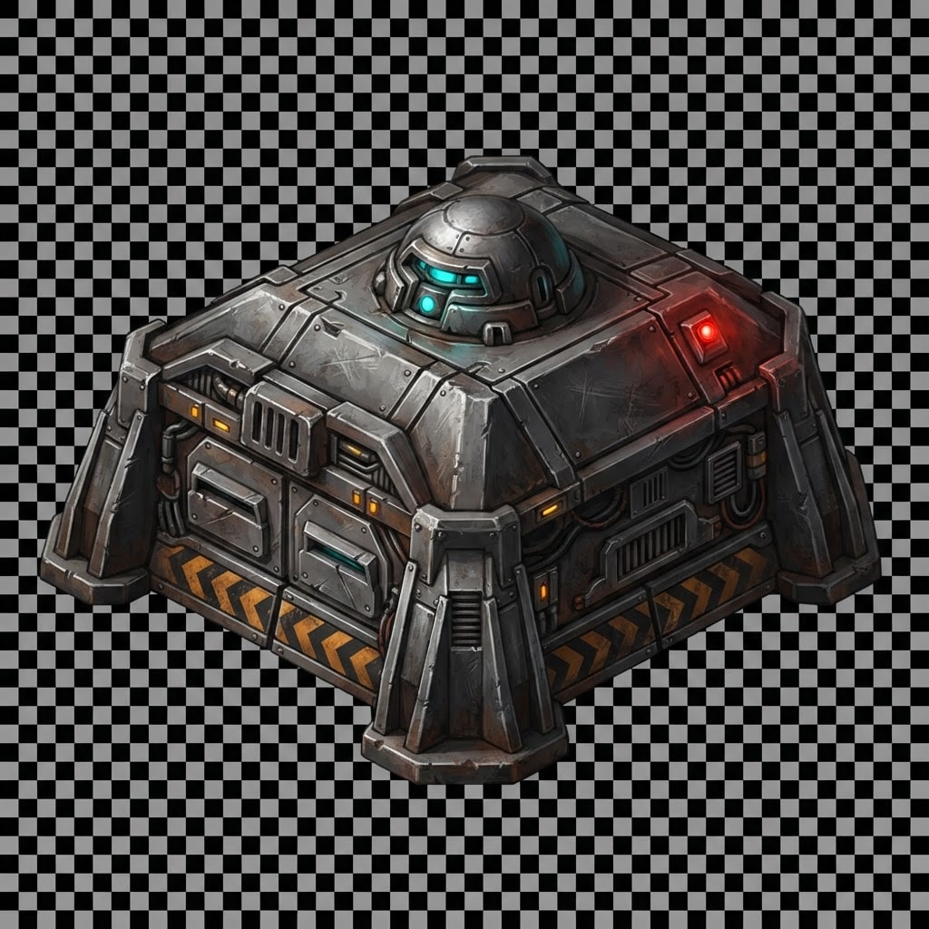 Image: Game asset sprite of a heavy armoured defensive bu