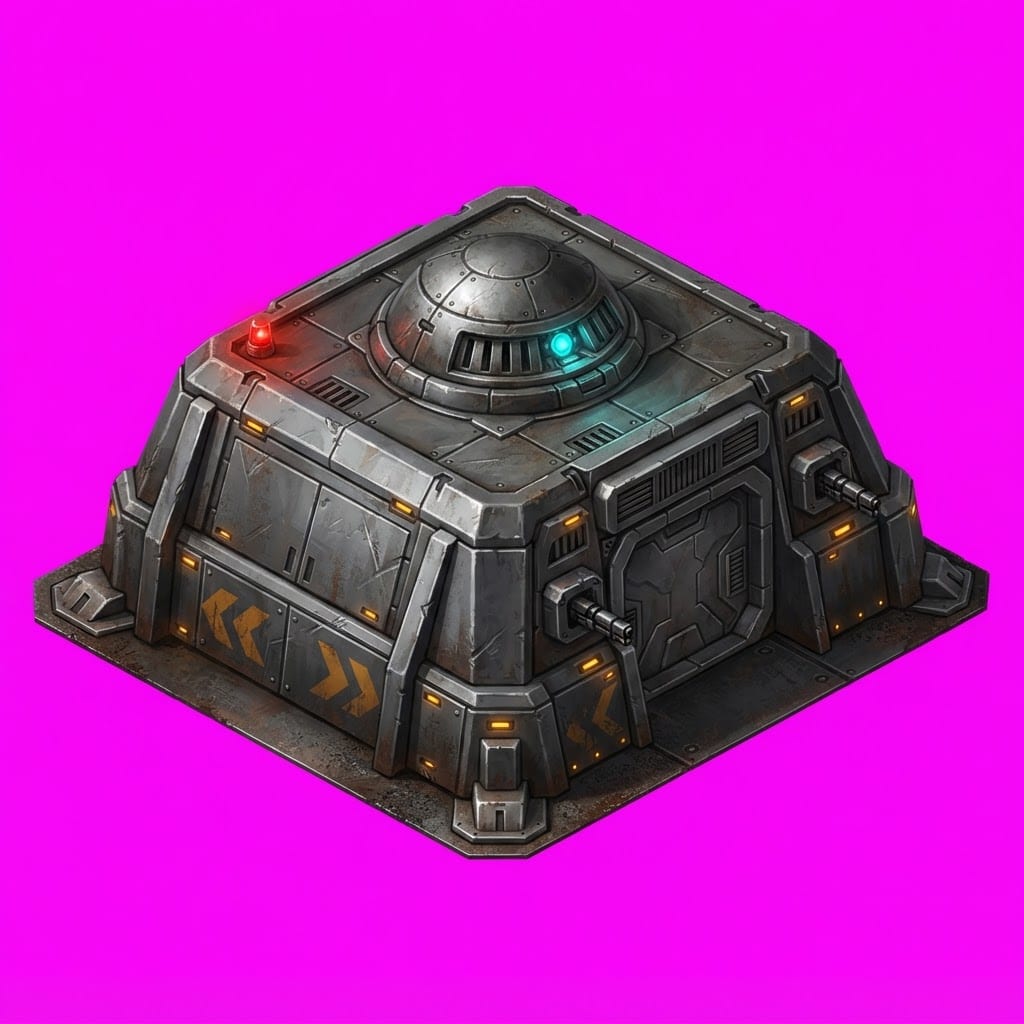 Image: Game asset sprite of a heavy armoured defensive bu