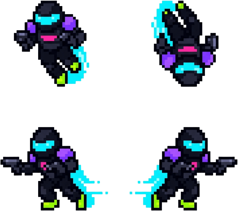 Neon Carnage Player Dodge - 4 Directions