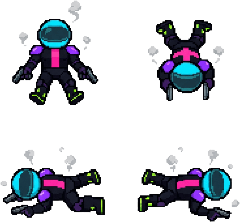 Neon Carnage Player Death - 4 Directions