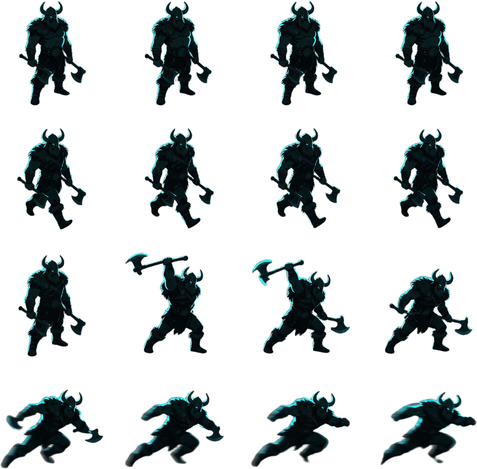 Fimbulwinter Viking Warrior Spritesheet 4x4