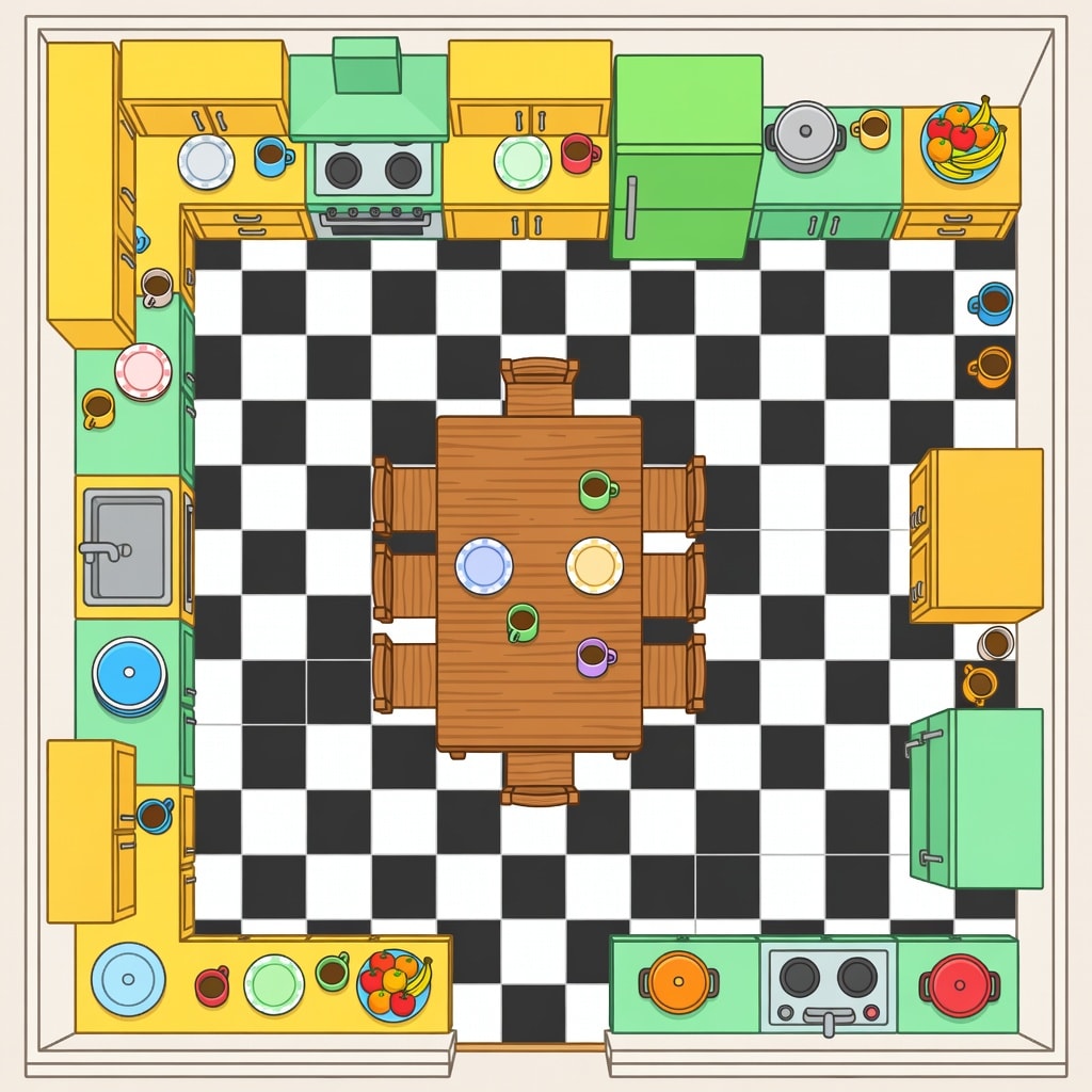 Giant Top-Down Kitchen Background