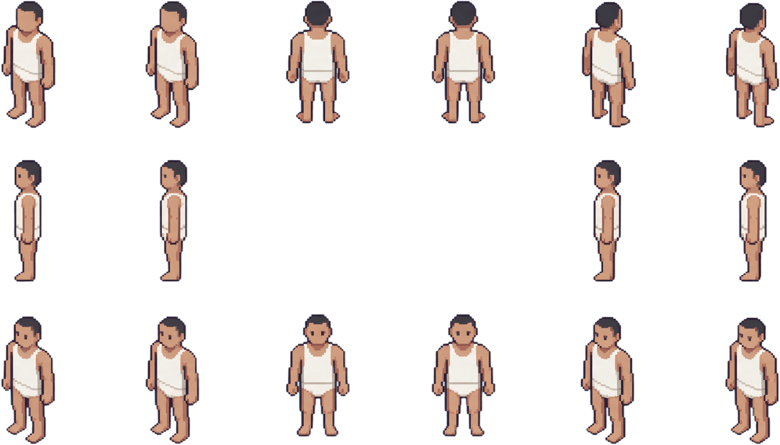 Isometric Base Body Paper Doll Sprite Sheet