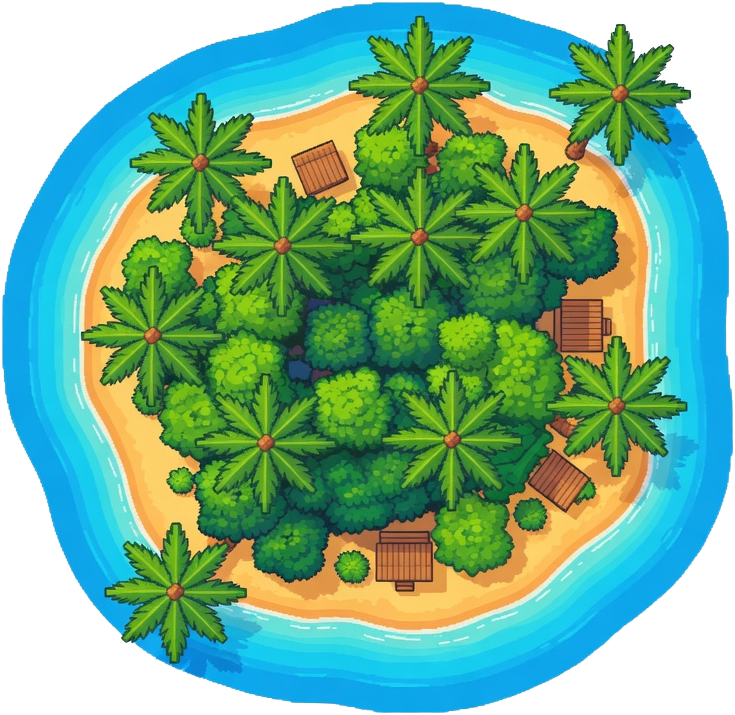 Top-Down Pixel Art Tropical Island